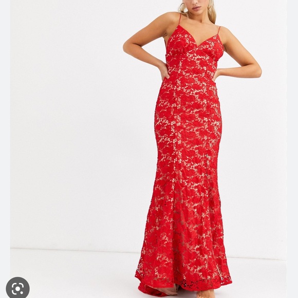 Red Lace Corset Gown - Picture 3 of 3